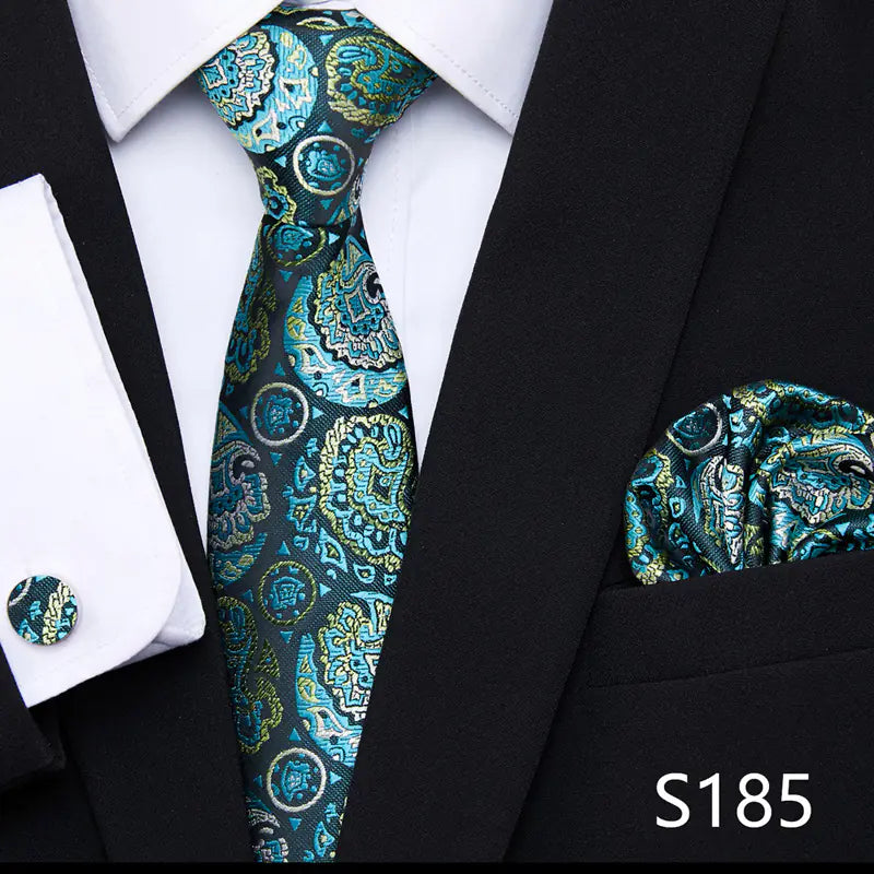 Korean Style Floral Tie and Pocket Square Set for Men