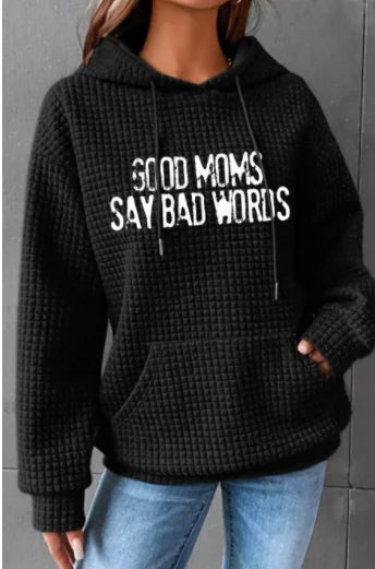 Loose Long Sleeve Hooded Sweater with Patch Pockets