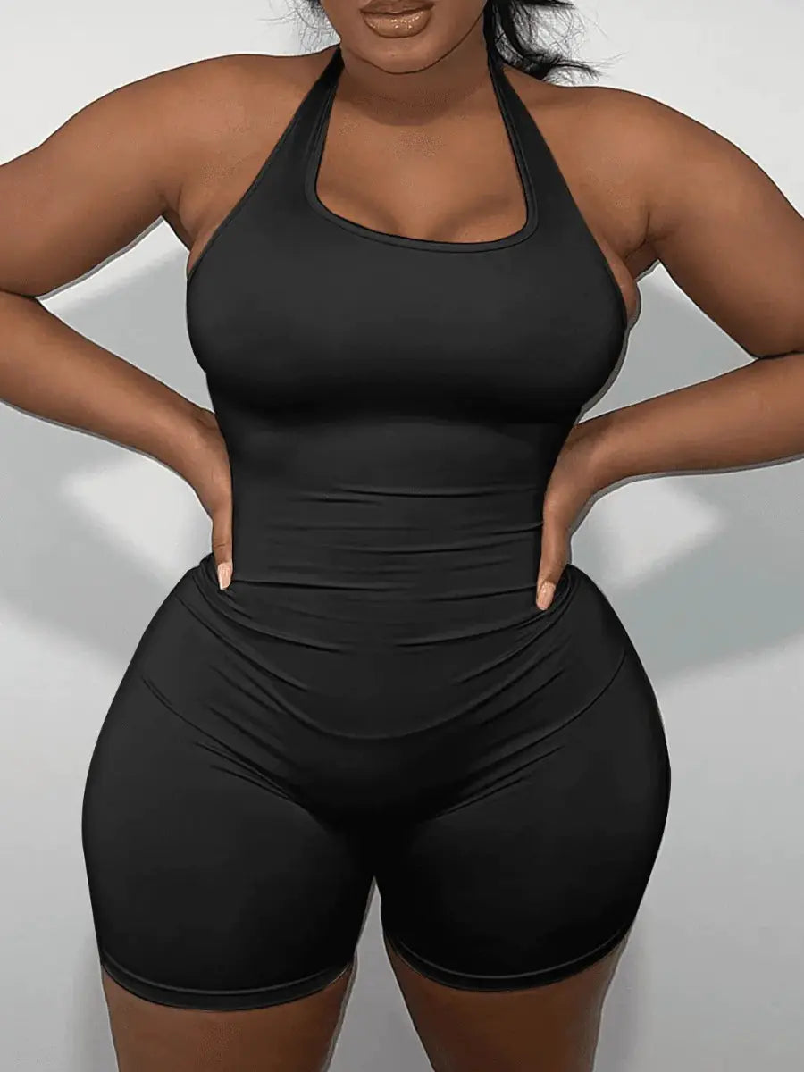 Plus Size Backless Cami Romper for Summer Women