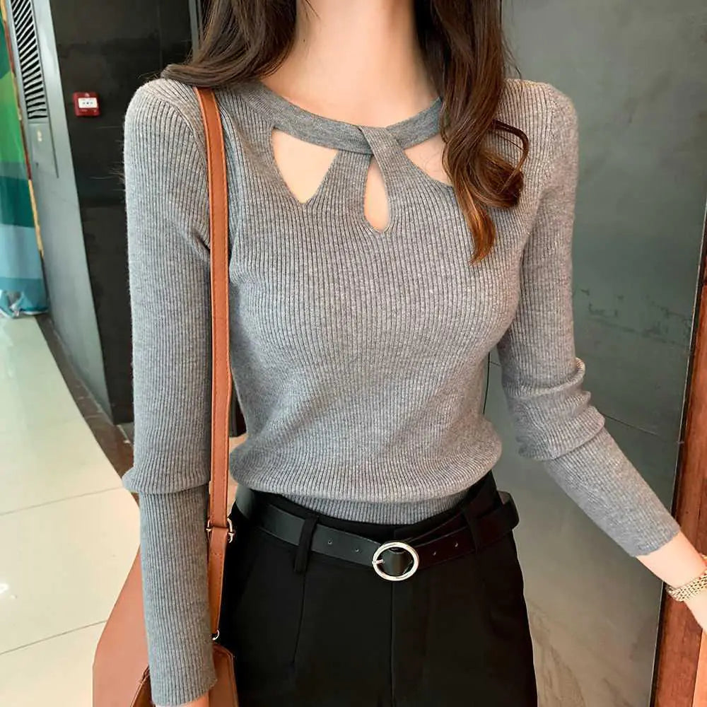 Korean Style Slim-Fit Sweater for Women (Autumn/Winter)