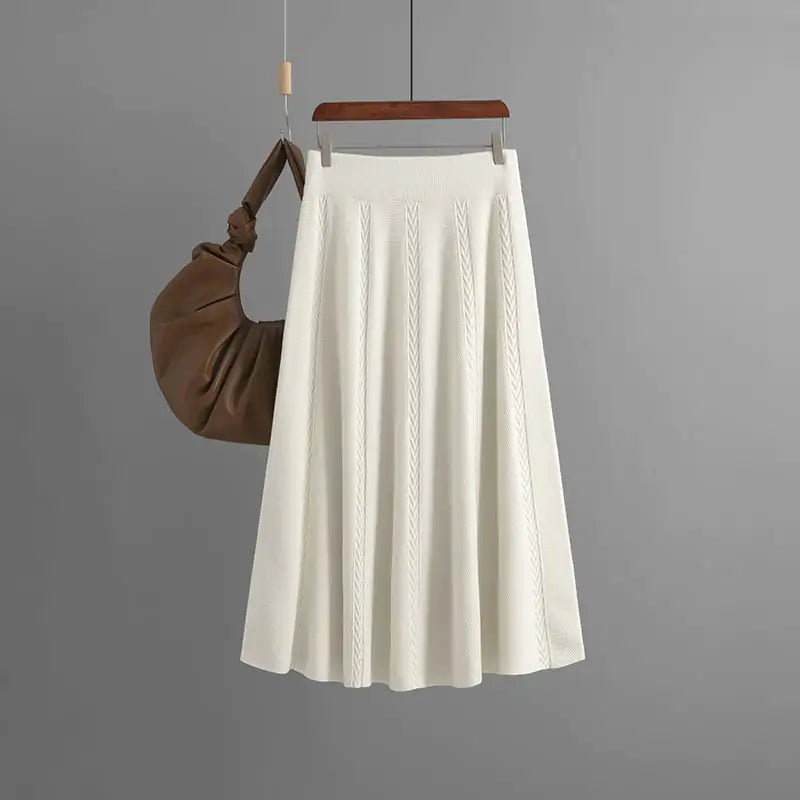 Mid-Length Knitting Skirt for Autumn and Winter