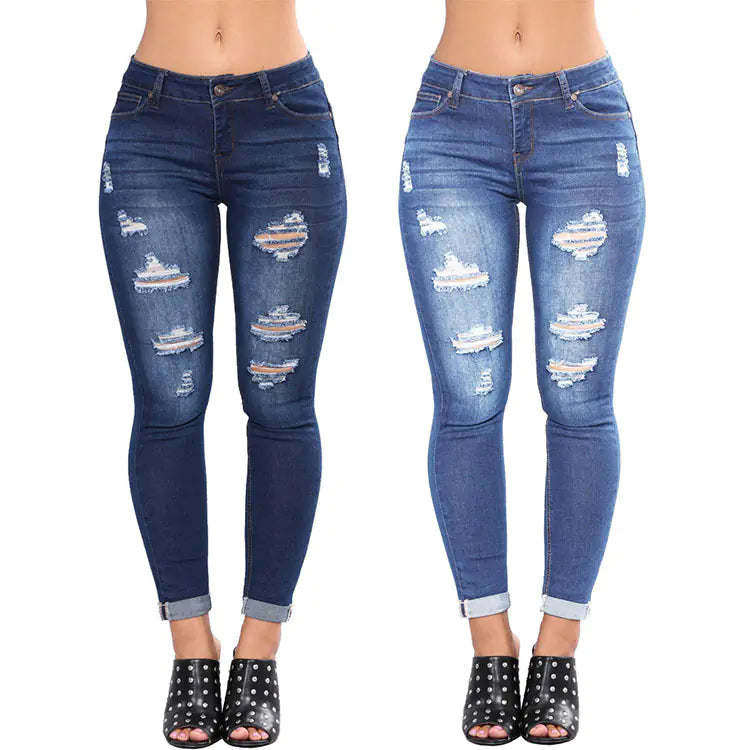 Women's Slim Fit Ripped Denim Jeans