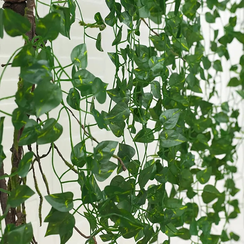 12pcs Artificial Green Leaf Hanging Vine for Decor