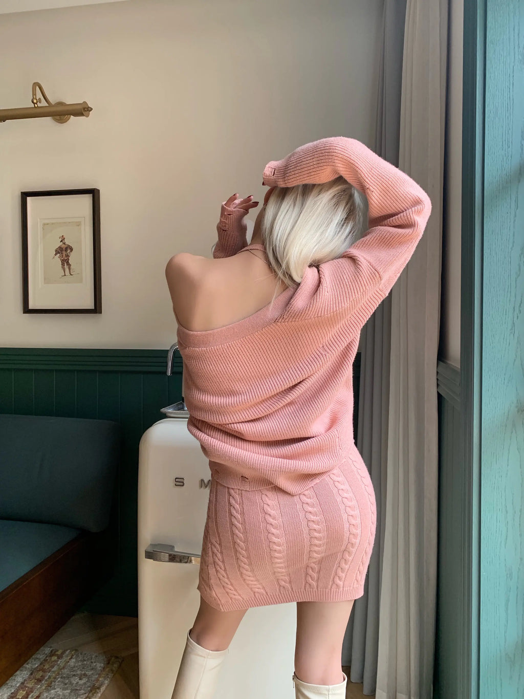 HeartDrugs Winter Soft Salmon Color Knit Dress Top