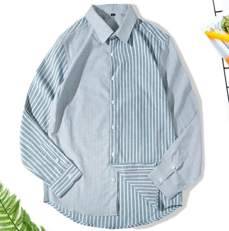 Striped Slim Fit Cotton Work Shirt for Men