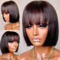 EASIHAIR Long Wine Red Gradient Fashion Wig with Bangs
