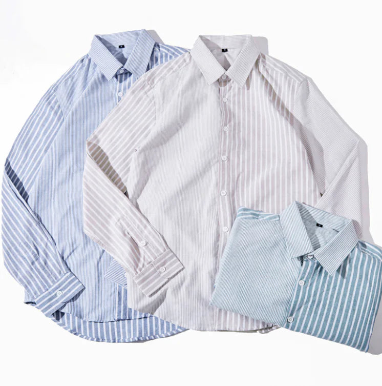 Striped Slim Fit Cotton Work Shirt for Men