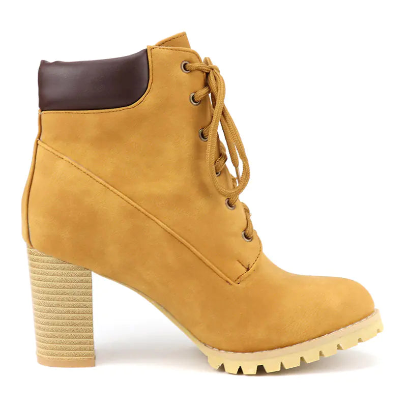 High Heel Lace-Up Short Boots for Women (Plus Size)