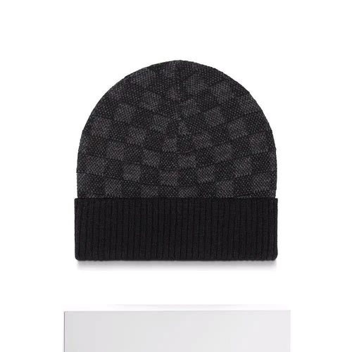 Plaid Knitted Women's Hat for Chess Enthusiasts