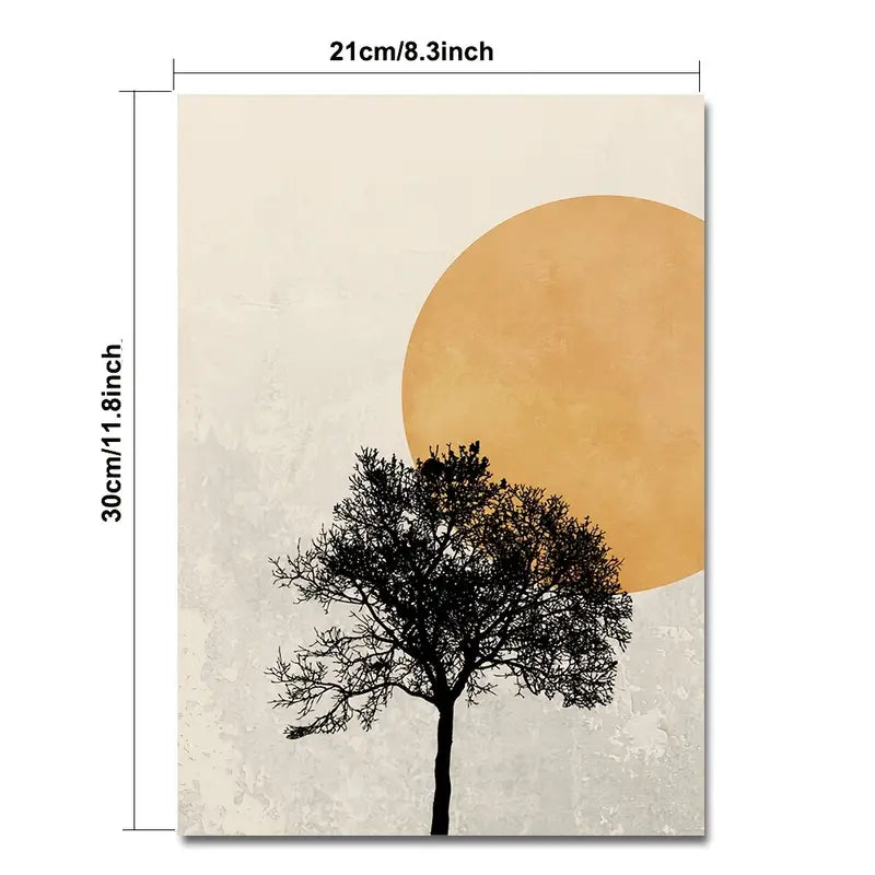 HD Winter Tree Moon Silhouette Poster for Home Décor