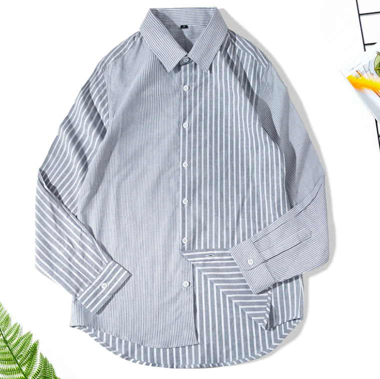 Striped Slim Fit Cotton Work Shirt for Men