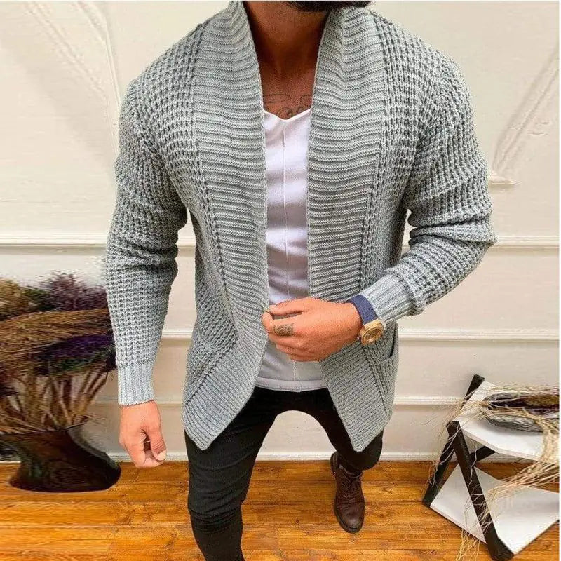 Men's Casual V-Neck Knitted Cardigan for Autumn/Winter