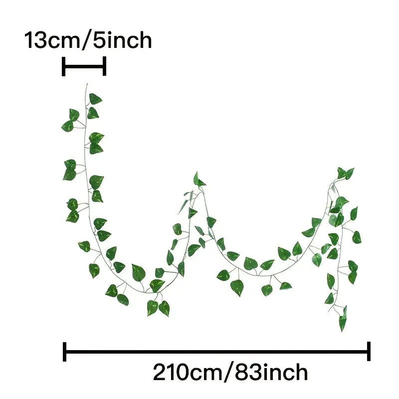 12pcs Artificial Green Leaf Hanging Vine for Decor