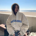 Oversized Letter Print Hoodie Sweatshirt for Warmth