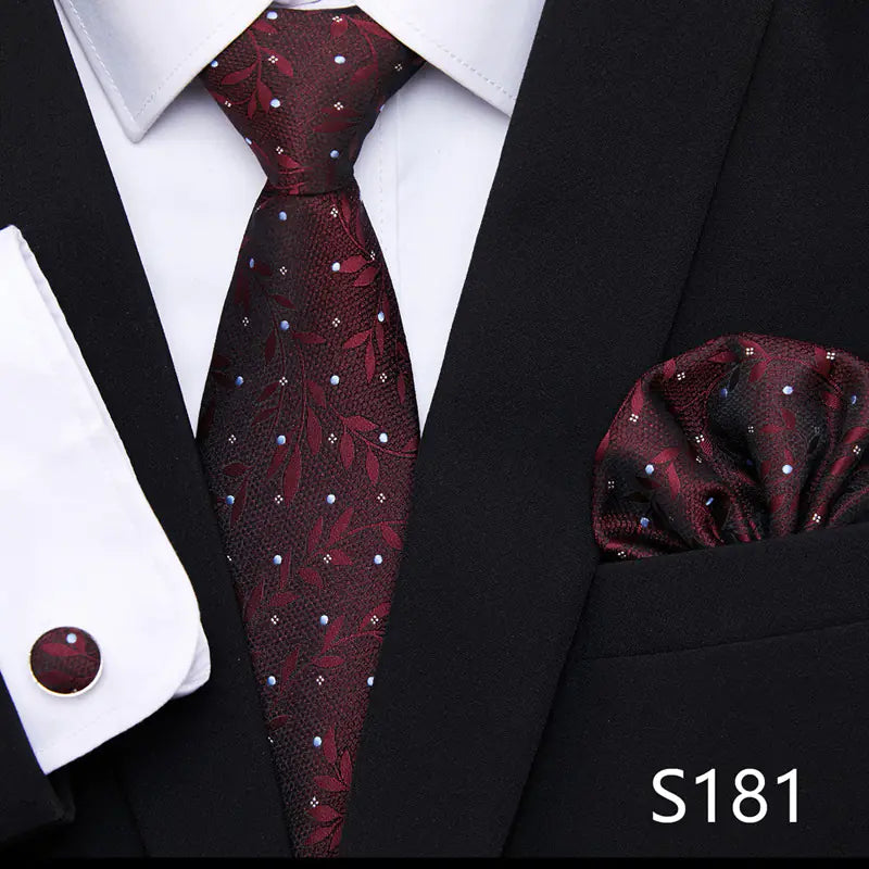 Korean Style Floral Tie and Pocket Square Set for Men