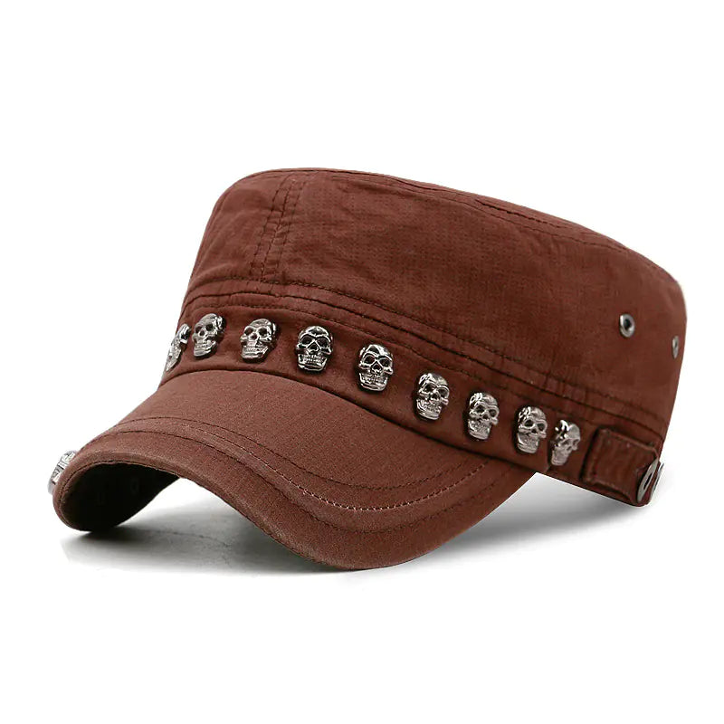 Rivet-Studded Flat Top Hat for Fashion Enthusiasts