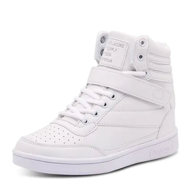 Breathable High Top Black and White Women's Sneakers