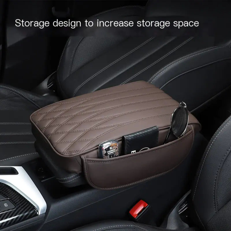 Memory Foam Car Armrest Cushion with Side Storage