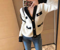 2020 Women's Soft White Knit Cardigan with Metal Buckle