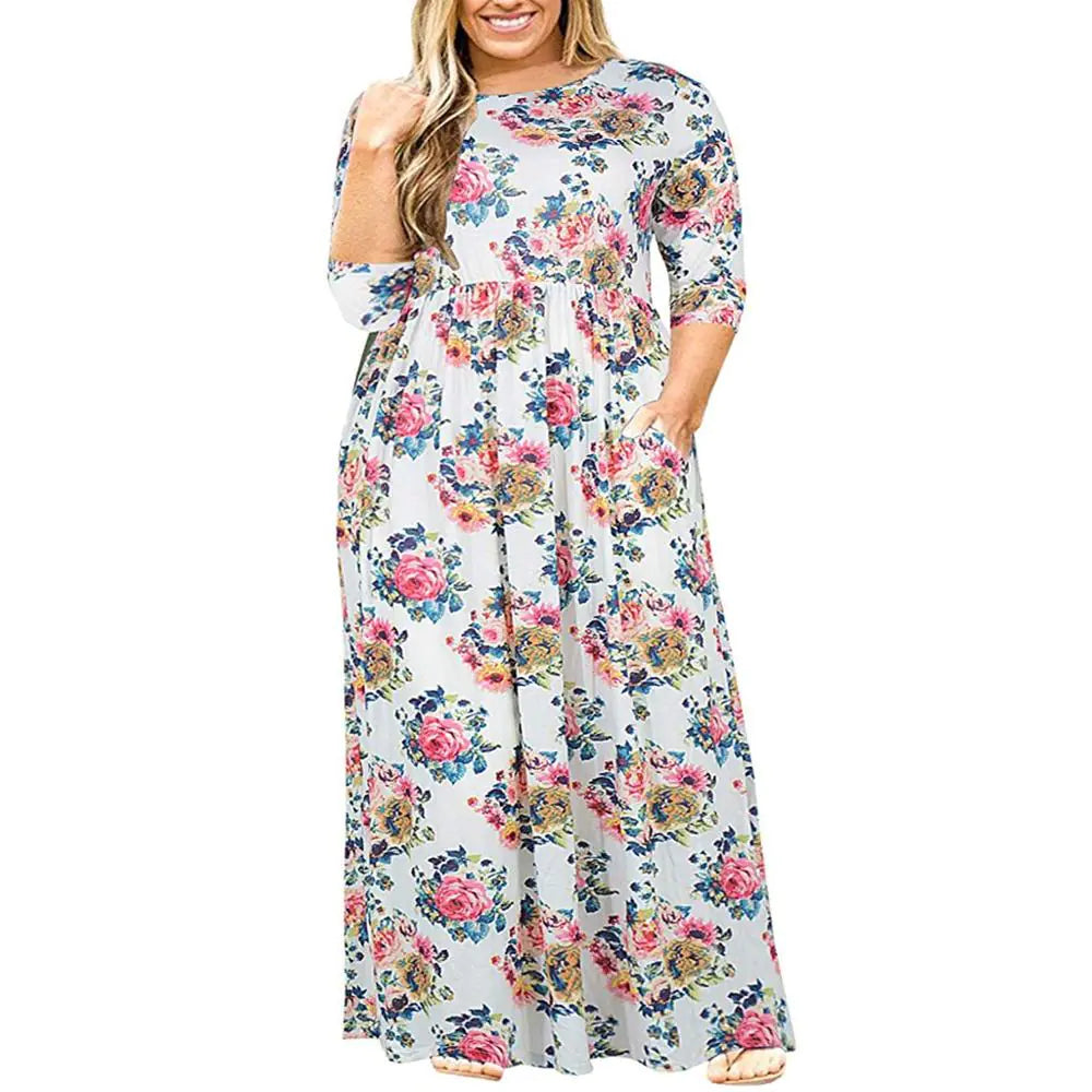 Plus Size Women’s Maxi Dress with Short Sleeves