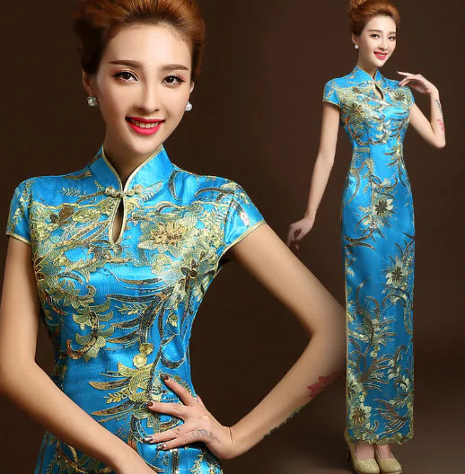 2020 Autumn Winter New Bride Red Long Cheongsam Dress