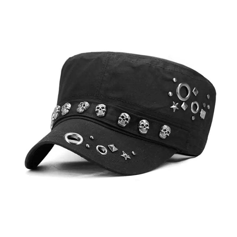 Rivet-Studded Flat Top Hat for Fashion Enthusiasts