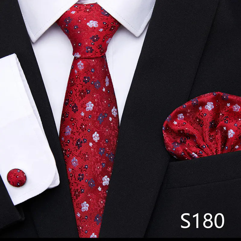 Korean Style Floral Tie and Pocket Square Set for Men