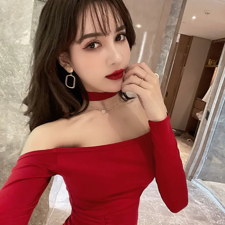 Autumn Sexy Off-Shoulder Long Sleeve Bodycon Dress