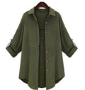 Plus Size Long Sleeve Casual Shirt Jacket for Women