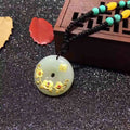 3D Gold Inlaid Hetian Jade Pendant Necklace
