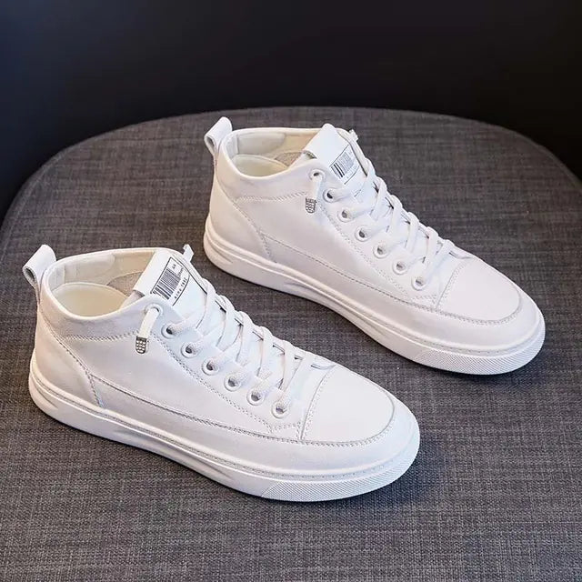Genuine Leather High-Top Women's Casual Sports Shoes
