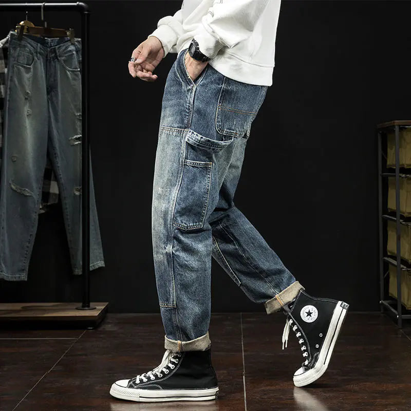 Men's Stretch Slim-Fitting Patchwork Casual Jeans