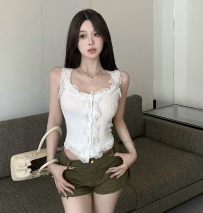 Vintage French Court Style Lace Splicing Undershirt