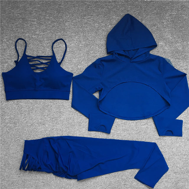 2024 Women's Yoga Set with Cropped Hoodie and Leggings