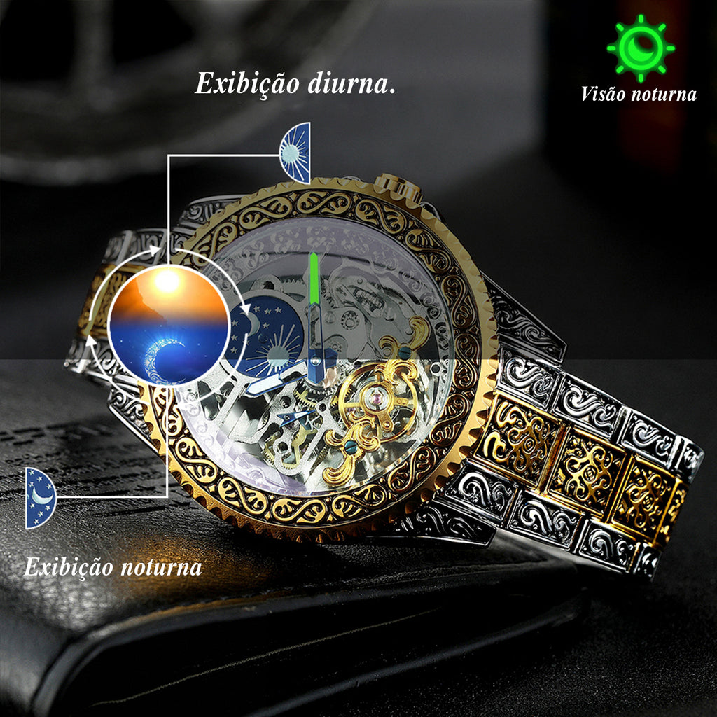 Vintage Hollow Carved Automatic Mechanical Watch