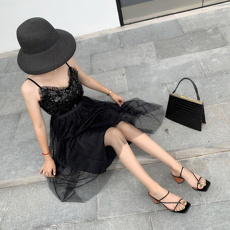 Classic Square-Toe Chunky Heeled Sandals (Summer 2020)