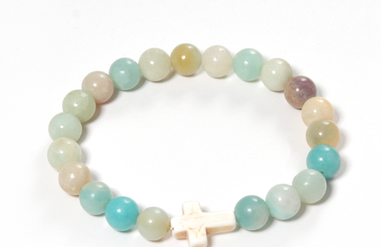 Turquoise Bracelet with Small Cross and Ruby Horse