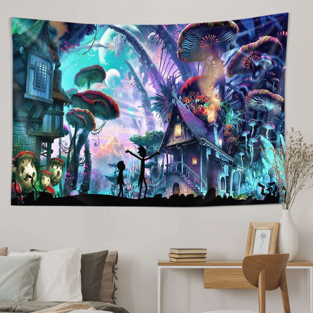 New American Bohemian Dreamy Psychedelic Mushroom Tapestry