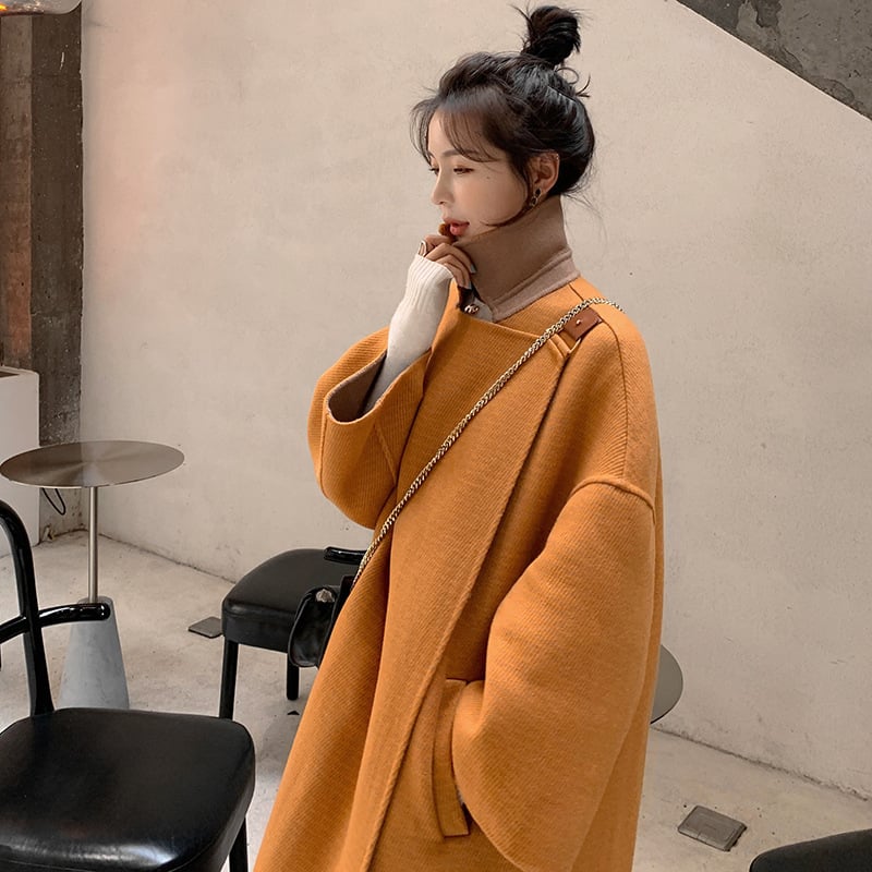 Korean Style Loose Thin Thick Woolen Coat