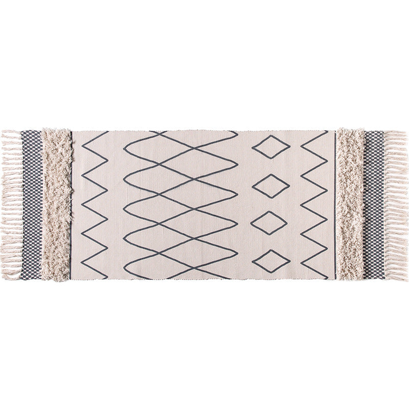 Non-Slip Cotton Bathroom Mat with Woven Design