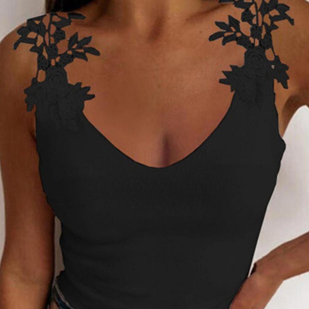 Women's Slim Elastic Lace Vest in Solid Color