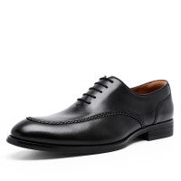 Lace-Up Shoes with Top Layer Cowhide and Rubber Sole