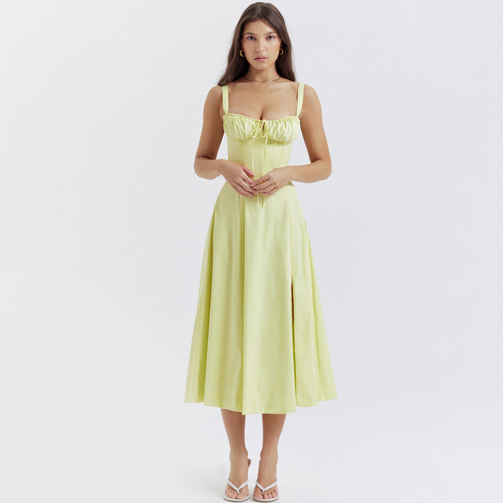 Sexy Backless Floral Midi Dress for Vacation Style