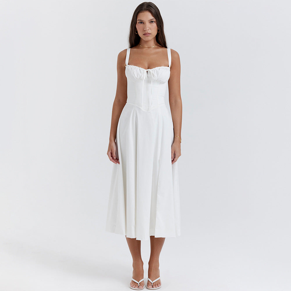 Sexy Backless Floral Midi Dress for Vacation Style