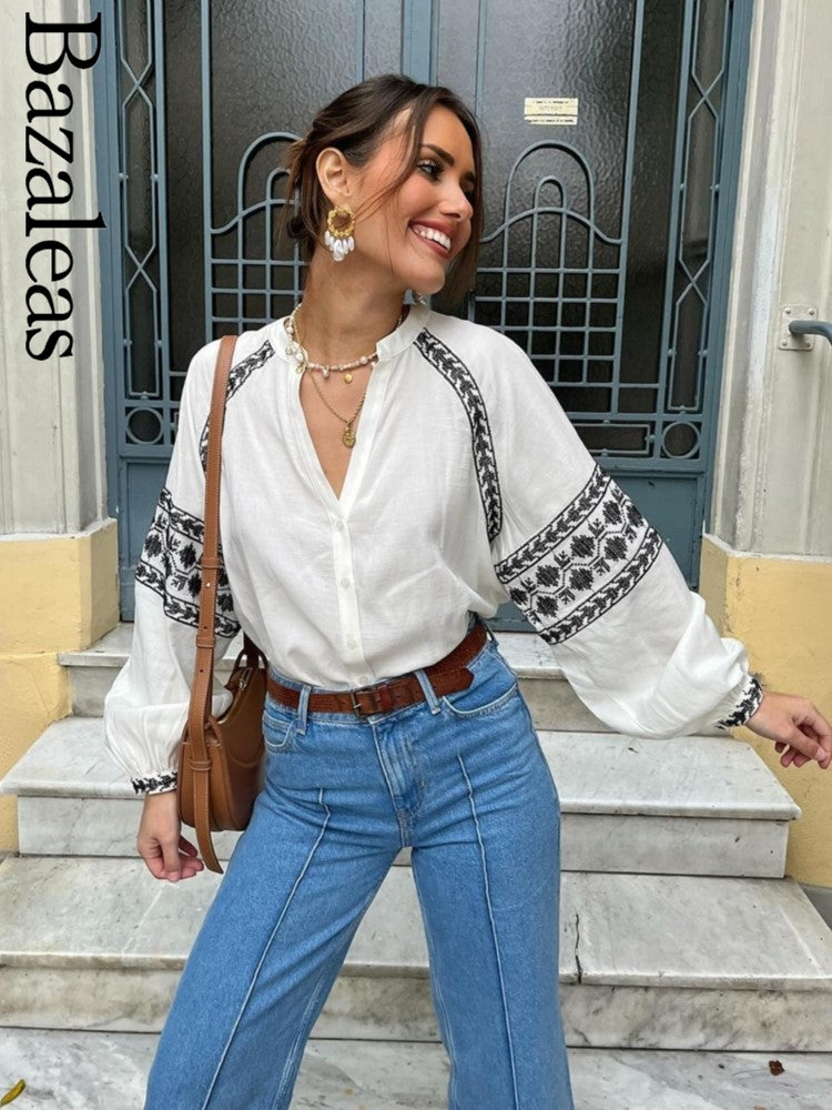 Elegant Loose Blouses - Bohimian 2024 Long Sleeve Tops