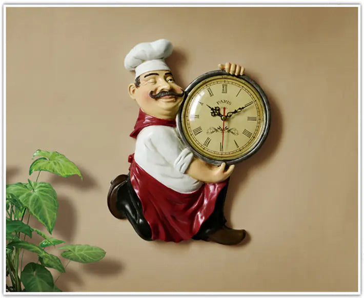 3D Chef Wall Clock - Creative Kitchen Decor