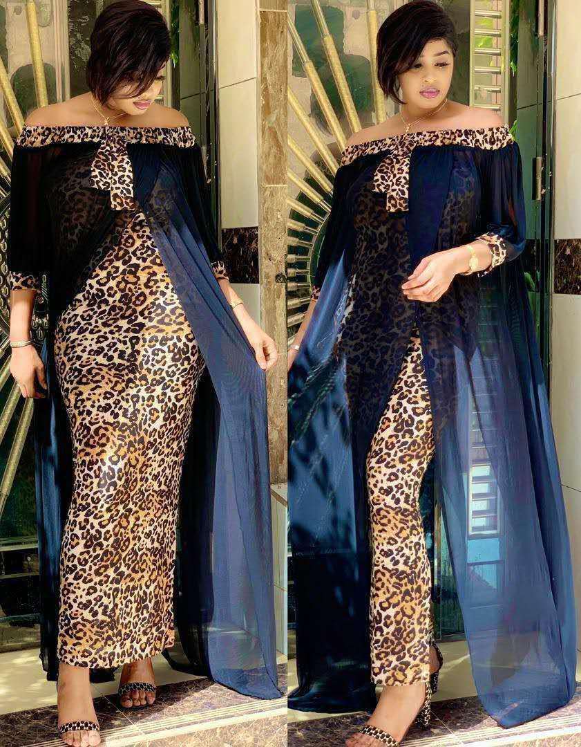 Large Chiffon Stitching Ankle Dress with Leopard Print