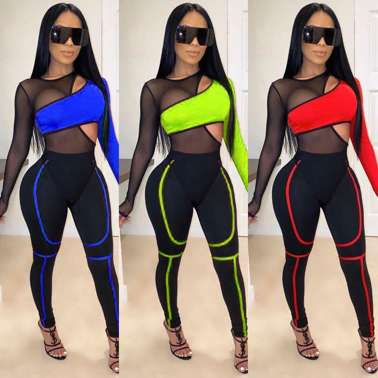 Women's Sexy Sports Set with Mesh Bikini and Leggings