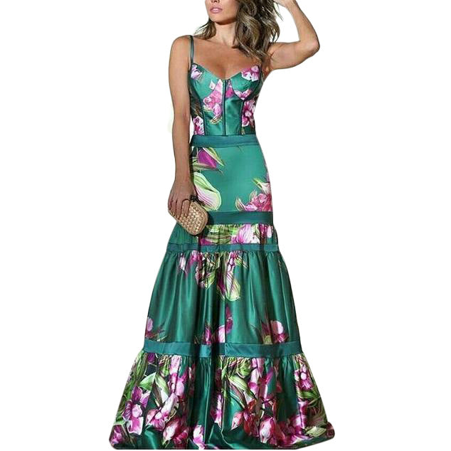 Elegant Women's Long Evening Dress with Straps
