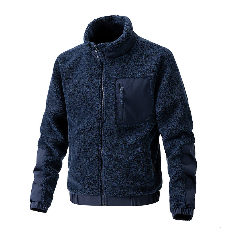 Men's Fleece Jacket with Stand Collar - Autumn/Winter Fashion